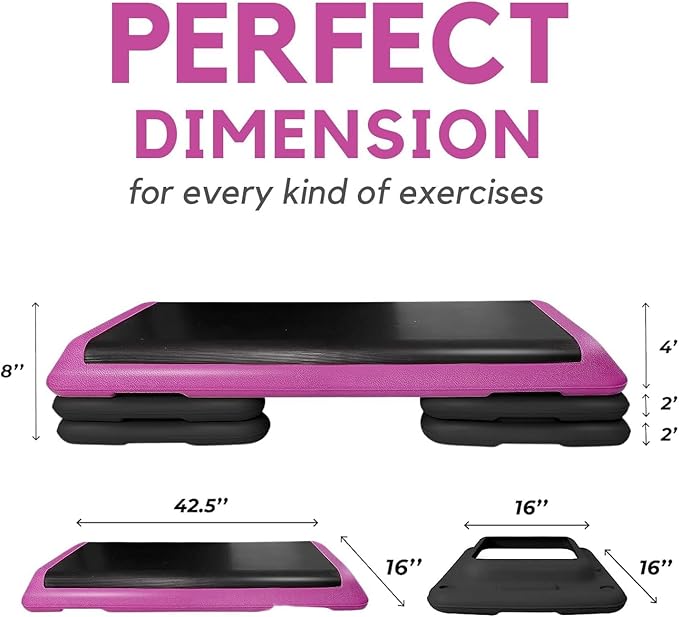 Yes4All Adjustable Workout Aerobic Exercise Step Platform Health Club Size with 4 Adjustable Risers Included and Extra Risers Options