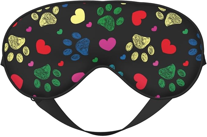 Sleep Eye Mask Colorful Hearts Animal Paw Sleep Mask for Women Men Comfortable Eye Mask with Adjustable Strap Soft Eye Cover Blindfold for Travel Yoga Nap Shift Work
