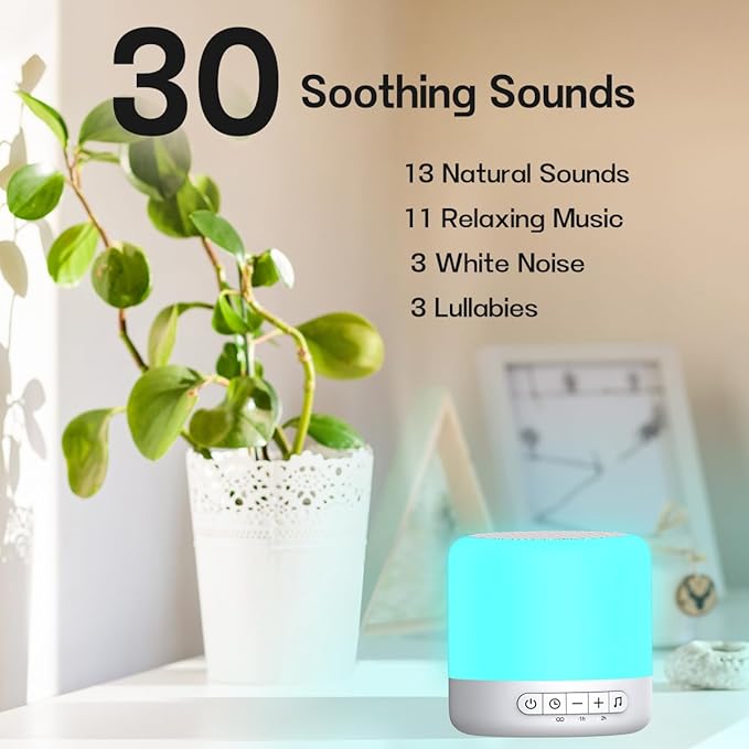 Easysleep Sound Machine Baby White Noise Machine for Sleeping,Toddler Sleep Trainer with 30 Soothing Sounds 12 Night Light,Timers, App Remote Control,Night Light Sleep Machine for Nursery Kid