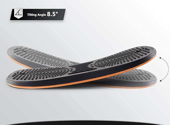 Standing Desk Anti Fatigue Mat Wooden Wobble Balance Board Stability Rocker with Ergonomic Design Comfort Floor Mat Accessories(Large, Obsidian Black)