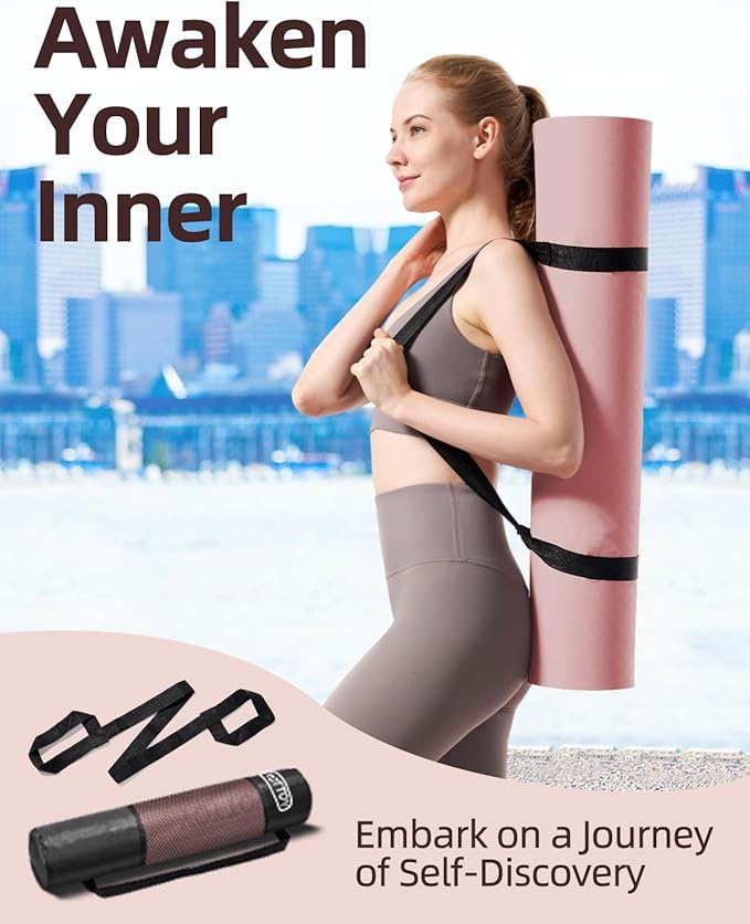 YOTTOY Yoga Mat, 72"x 32"x1/3" Extra Wide Non-Slip Exercise Fitness Yoga Mats,Eco-Friendly TPE Exercise Mats for Women Men Home Workout with Strap Bag