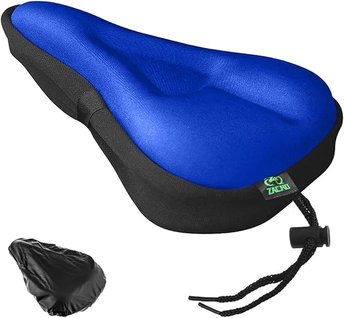 Zacro Bike Seat Cushion - Gel Padded Bike Seat Cover for Men Women Comfort, Extra Soft Exercise Bicycle Seat Compatible with Peloton, Outdoor & Indoor Bike Saddles