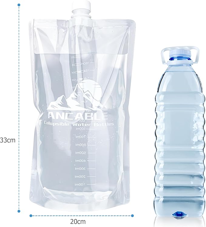 64oz Collapsible Water Bottles, 6-Pack Reusable Travel Foldable Water Bottles for Hiking Camping Running Bike, BPA-Free Water Bottle
