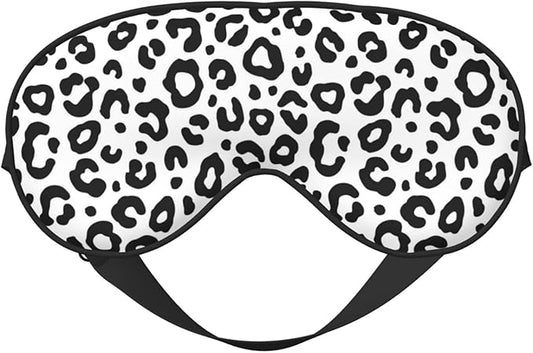 Sleep Eye Mask Black and White Leopard Sleep Mask for Women Men Comfortable Eye Mask with Adjustable Strap Soft Eye Cover Blindfold for Travel Yoga Nap Shift Work