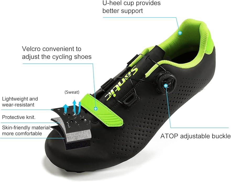 Santic Men's Cycling Shoes Road Cycling Riding Shoes Road Bike Shoes with Buckle- Roadway New