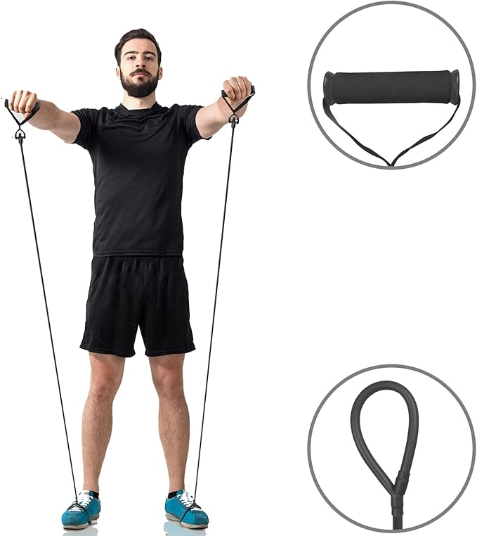 Resistance Band 2 Pack,Exercise Workouts Pull Up Bands Set with Handle Compatible with Billy's Bootcamp Tae Bo Bands Pilates Yoga Strength Training Physio Crossfit.