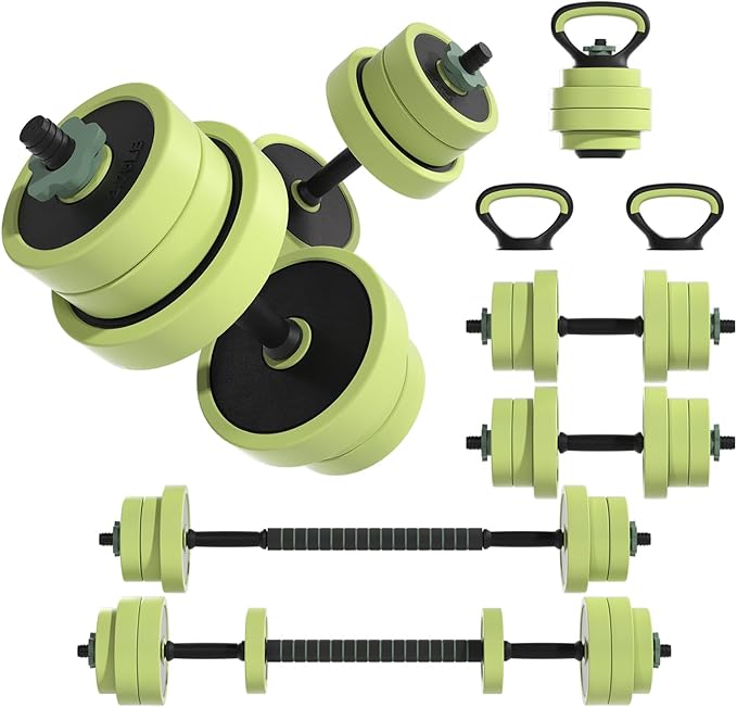 Adjustable Dumbbell Set 22/42/62LBS, 5-in-1 Free Weight Dumbbell Set Used as Dumbbell,Kettlebell,Barbell, Push-Up Stand,Weight Plate, Iron Sand Weights Set with Connector ,Fitness Exercises for Home Gym Suitable Men/Women