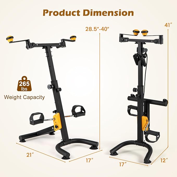 GYMAX Pedal Exerciser for Seniors, Hand Arm Leg and Knee Folding Pedal Exercise Bike with Adjustable Handgrip, Resistance and Height, Home Indoor Fitness Equipment for Rehabilitation