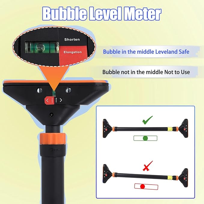 Pull Up Bar for Doorway - Adjustable No Screws Chin Up Bar for Home Gym, 440 LBS Max Load, with Level Meter & Anti-Slip Design for Strength Training