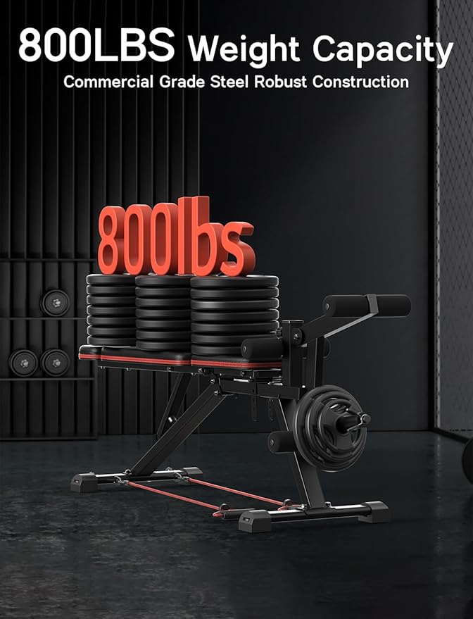 CRYSTAL FIT Adjustable Weight Bench, Professional Workout Bench with Leg Extension and Leg Curl, Heavy Duty Benches with Resistance Bands, Full Body Strength Training for Home Gym