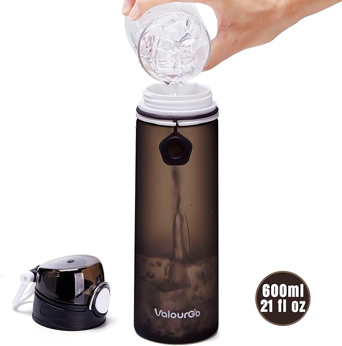 Valourgo Collapsible Water Bottle, Silicone Foldable with Leak Proof Valve BPA Free, Aqua Blue, 21 oz