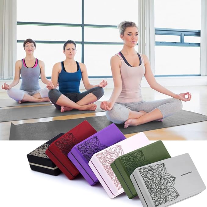 nuveti Yoga Blocks Set of 2, High Density Yoga Brick Foam Blocks to Improve Strength, Flexibility and Balance Brick Foam Blocks