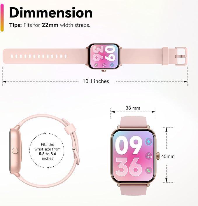 ENOMIR Smart Watch for Men Women, Alexa Built-in Fitness Tracker with Call Function & 2025 Upgraded 1.8" HD Anti-Fall Screen, IP68 Waterproof Heart Rate/Sleep/SpO2 Monitor, iOS Android Compatible