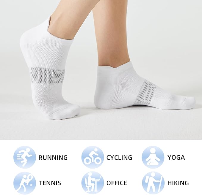 FITRELL 5-6 Pairs Ankle Running Socks for Women Athletic Cushioned Low Cut Tab Sports Socks