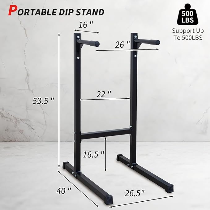 Adjustable Height Dip Bar Station, Heavy Duty Dip Station Push Up Bar for Home Gym,Multi-function Dip Station Pull Up Bar Full Body Strength Training Workout Fitness Equipment for Tricep Dips