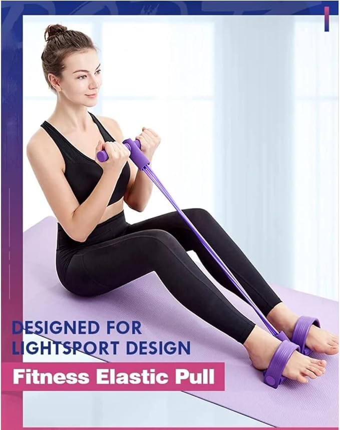 21 Fitness Resistance Bands - 4 Tube Pedal Ankle Puller, Yoga Handle Bands Exerciser Multifunction Trainer Tension Rope for Body, Abdomen, Waist, Arm, Tummy Exercise Stretching Training (Color : Red