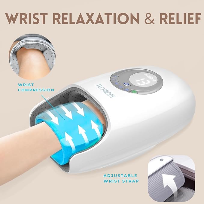 Hand Massager with Heat and Compression for Arthritis and Carpal Tunnel, Finger Numbness, Circulation, Pain Relief, from Wrist to Palm and Finger with Kneading Rollers, Fan Cooling Gifts for Women Men