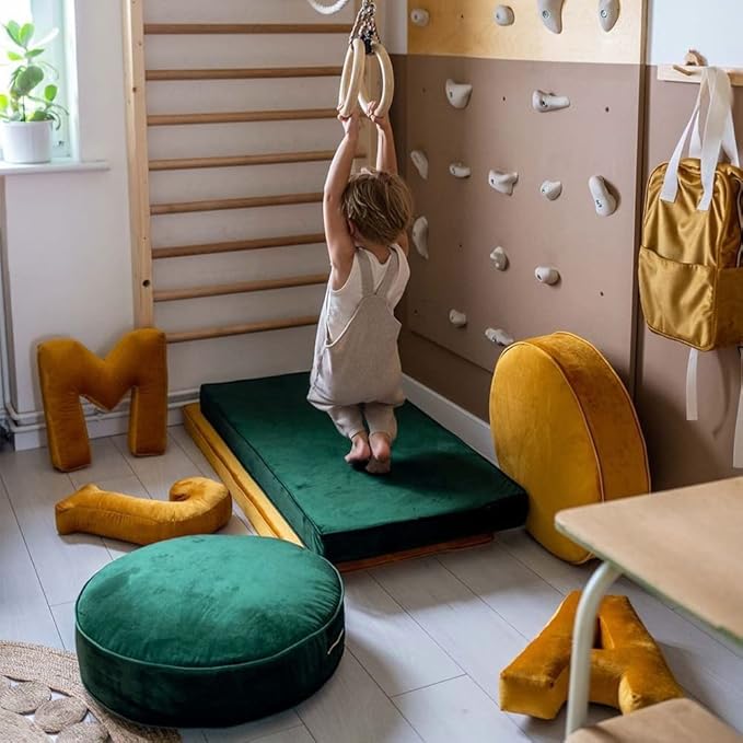 Round Floor Pillow Cover Velvet Throw Seating Pouf Yoga Meditation Cushion Plush Case Reading Room Decor Cover Only (25.6IN, Green)