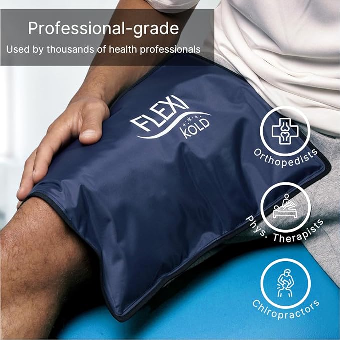 FlexiKold Gel Ice Packs (Standard Large: 10.5" x 14.5") for Injuries Reusable, Back Pain Relief, Knee Wrap, After Surgery, Ice Pack for Knee, Shoulder - 6300-COLD by NatraCure
