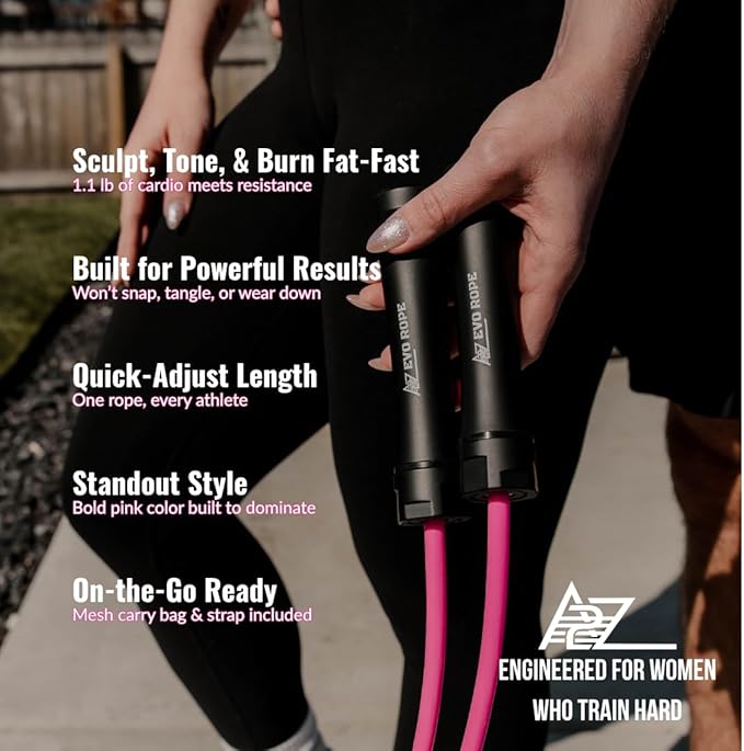 Evo Rope | 1.1LB Weighted Jump Rope for Women & Men β Adjustable 10mm Heavy PVC Skipping Rope for Fitness, Ideal for High-Intensity Training, MMA, Boxing, CrossFit, Weight-loss Workouts
