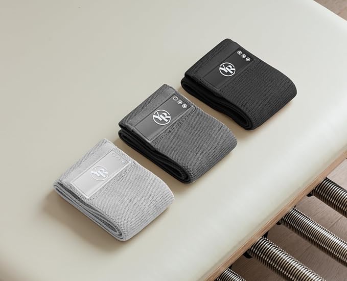 Fabric Booty Band Set for Pilates and Other Workouts- 3 Levels of Resistance 100% Latex Free