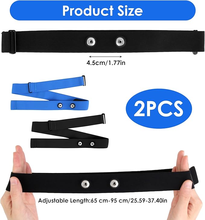 2 Pack Heart Rate Monitor Chest Strap Replacement, Adjustable Heart Rate Monitor Chest Band Compatible with H10 H9 H7, Cycling & Running Fitness Accessory for Men&Women, Fit for Daily Training