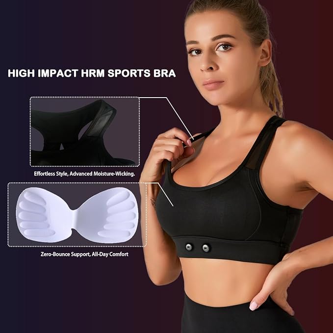HRM Sports Bra Compatible with Magene Polar Garmin Tickr Wahoo Coospo- Heart Rate Monitor Sports Bra