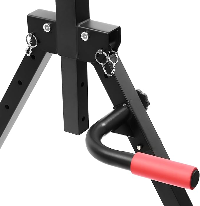 Triangular Pull Up Station,440lbs Load Capacity Adjustable Height Home Pull Up Bar,Foldable Power Tower Dip Station Pull Up Ba,Fitness Triangular Design Pullup Dip Station Rack