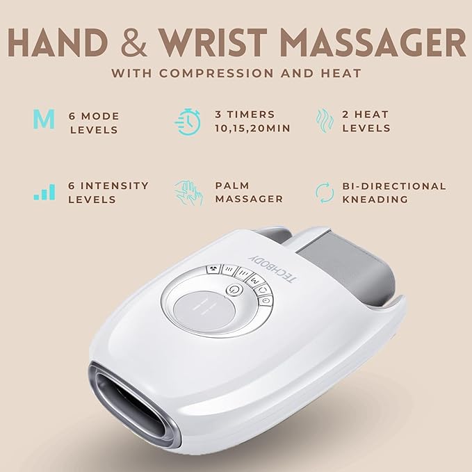 Hand Massager with Heat and Compression for Arthritis and Carpal Tunnel, Finger Numbness, Circulation, Pain Relief, from Wrist to Palm and Finger with Kneading Rollers, Fan Cooling Gifts for Women Men