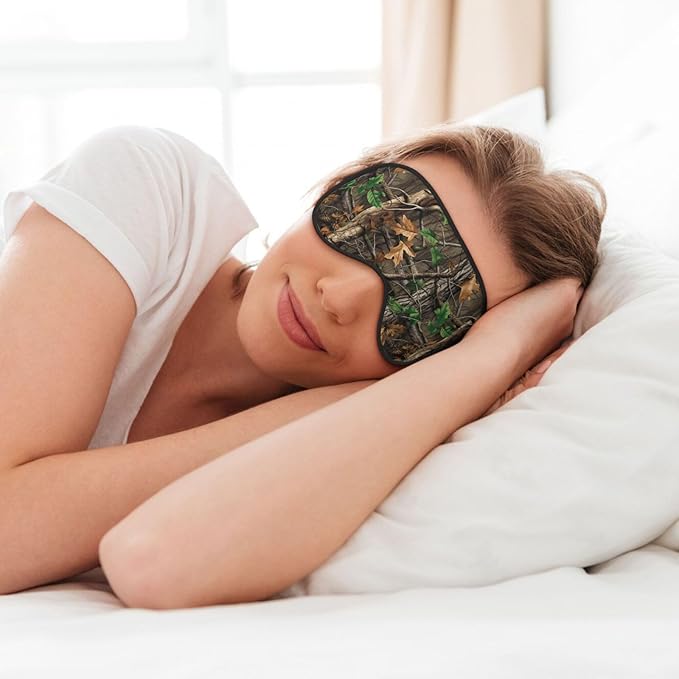 Sleep Eye Mask Camouflage Camo Branches Leaves Sleep Mask for Women Men Comfortable Eye Mask with Adjustable Strap Soft Eye Cover Blindfold for Travel Yoga Nap Shift Work