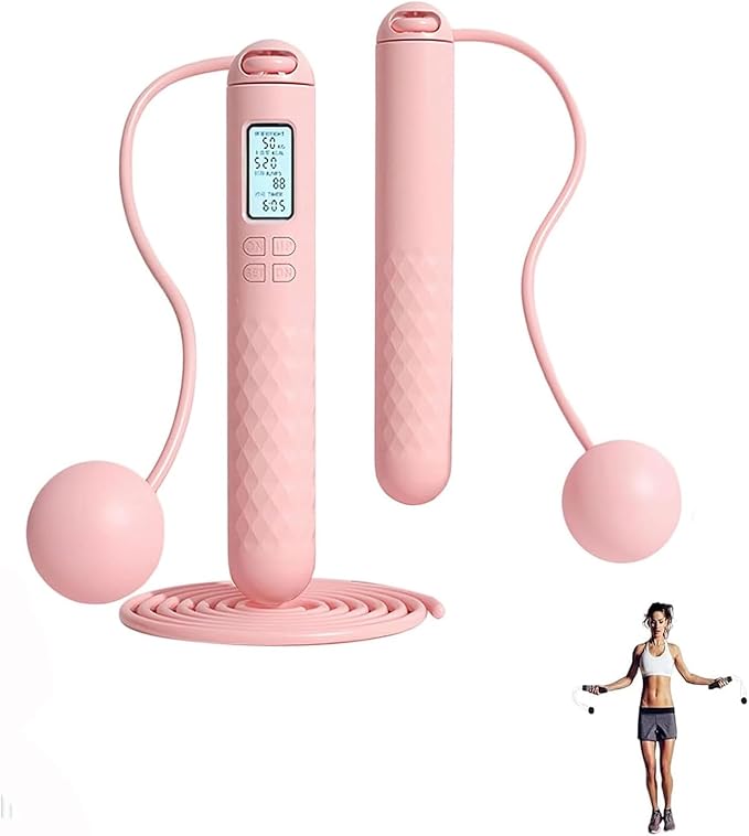 Indicatek Skipping Rope with Counter, Cordless Jump Rope, Smart Weighted Cord with Lcd Display, Adjustable Digital Counting Skipping Tool, Tangle-Free Wireless String for Fitness