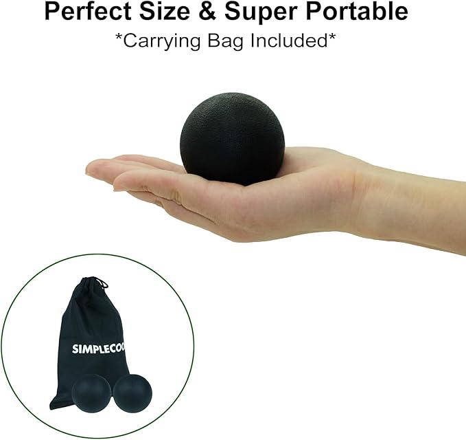 Hard Lacrosse Ball Massage Ball Therapy. Firm Trigger Point Massager Tool for Deep Tissue Yoga Physiotherapy Myofascial Release Muscle Relax Plantar Fasciitis Pain Relief (2 Pack) (Black)