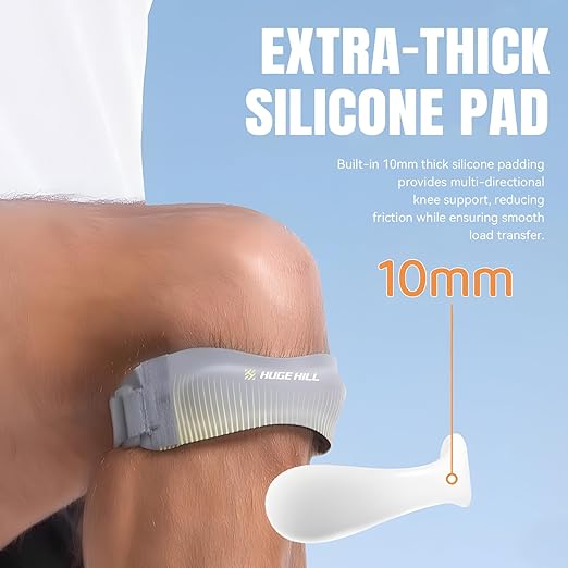 2-Pack Patella Knee Strap with Adjustable Compression & Ergonomic Silicone Pad – Lightweight Breathable Knee Support for Running, Jumping, Squats, Basketball, Workouts & Joint Pain Relief (Gray)