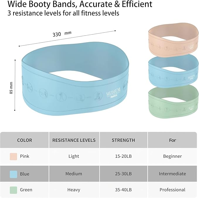PROIRON Silicone Resistance Bands for Legs Booty Non Slip, Non-Rolling-Up Loop Bands for Exercise, Skin-Friendly Mini Bands with Postures, Resistance Loop for Women Yoga, Pilates Workouts, Set of 3