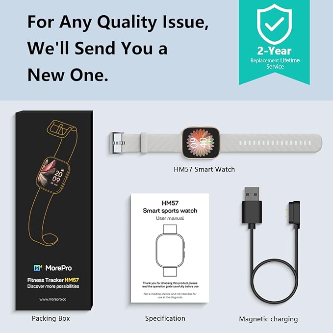 MorePro Health Fitness Tracker with 24/7 Heart Rate/Blood Pressure Monitor, Blood Oxy-gen/Sleep Tracking, 120+ Sports Activity Tracker, Smart Watch (Make/Answer Call) with Step Counter for Women Men