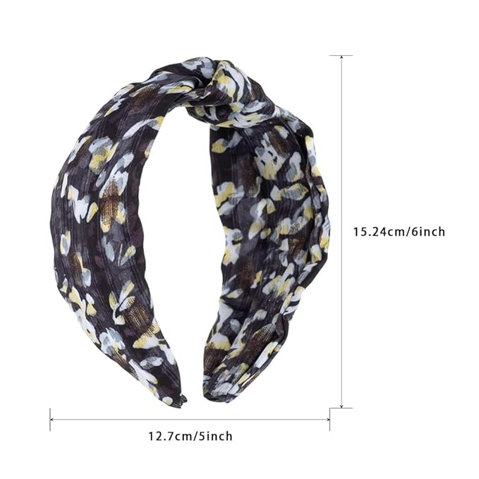 Madison Tyler Headbands for Women | Fashion Boho Headbands Top Knotted With Rhinestones Elastic Workout Hairbands | Outdoor and Party Headbands for Women Non Slip (White and Yellow)