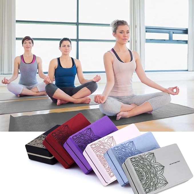 nuveti Yoga Blocks Set of 2, High Density Yoga Brick Foam Blocks to Improve Strength, Flexibility and Balance Brick Foam Blocks