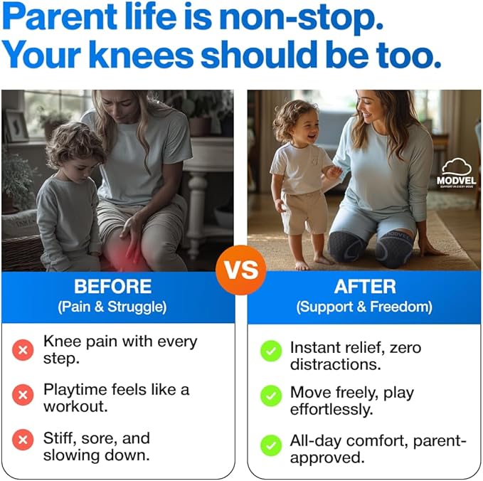 Modvel 2 Pack Knee Brace for Women & Men - Workout Knees Compression Sleeve for Knee Pain Relief Joint Support for ACL, Arthritis, Meniscus Tear Knees Brace for Sports, Rodilleras para Gym Fitness