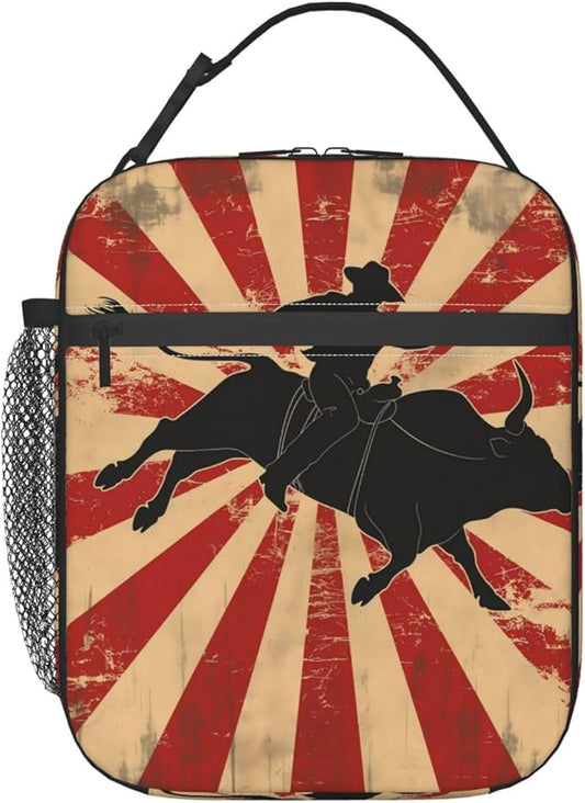 Insulated Lunch Box for Women Men, Cowboy Lunch Box Reusable Portable Lunch Bag Cooler Tote Waterproof Lunch Container for Office Picnic Work Travel Hiking