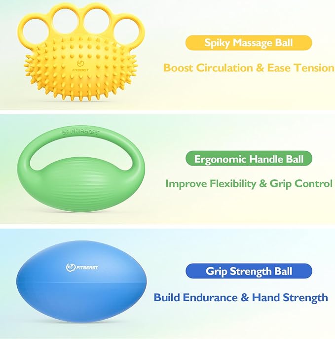 FitBeast Hand Exercise Ball Setโ3 Pack Hand Squeeze Balls for Hand Therapy, Grip Strength, Finger & Wrist Training, Stress Balls for Adults, Ideal for Rehab, Arthritis, Carpal Tunnel