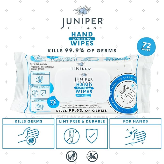 1 Pack Hand Sanitizing Wipes, Alcohol Free 72 Count Disposable Hand Sanitizer Wipes, Fresh Scent, Lint Free & Durable