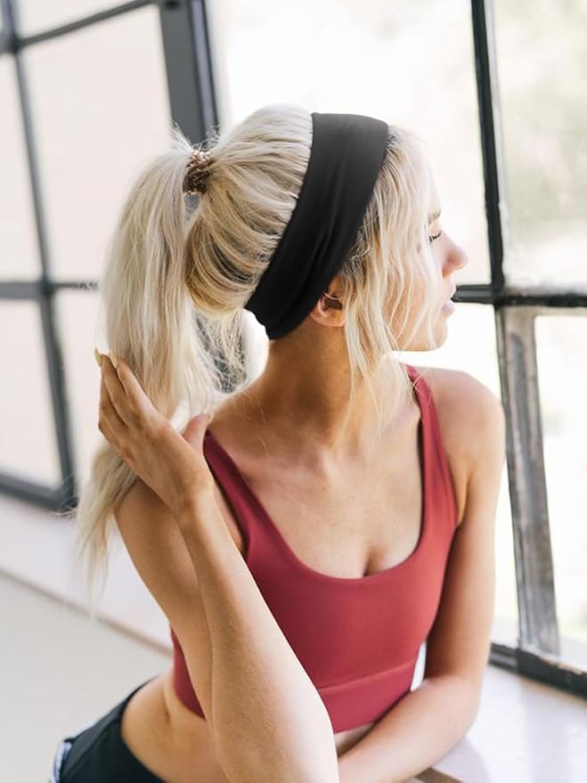 DRESHOW 8 Pack Sports Headbands for Women Non-Slip Stretchy Fashion HairBand Curly Hair Headband Soft Hair Accessories for Daily Wear Workout Yoga Running