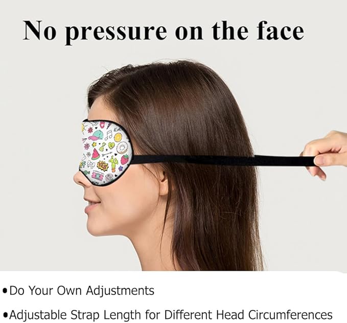 Summer Theme Sleep Mask Eye Mask Cactus Candy Cupcake Cap Donut Rainbow Arrow Sleep Mask Light Blocking Adjustable Smooth Soft Eye Masks for Women Deep Rest Travel