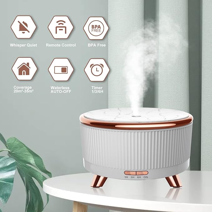 Diffusers for Essential Oils Humidifiers 500ML, Essential Oils Large Room Aromatherapy Diffuser,7 Colors Lights 3 Mist Modes with R/C for Home Office