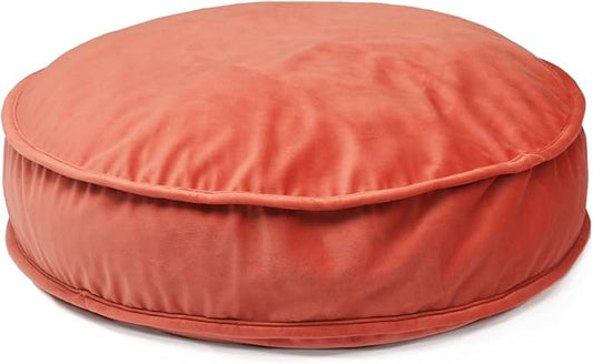 Round Floor Pillow Cover Velvet Throw Seating Pouf Yoga Meditation Cushion Plush Case Reading Room Decor Cover Only (19.7IN, Brick Red)