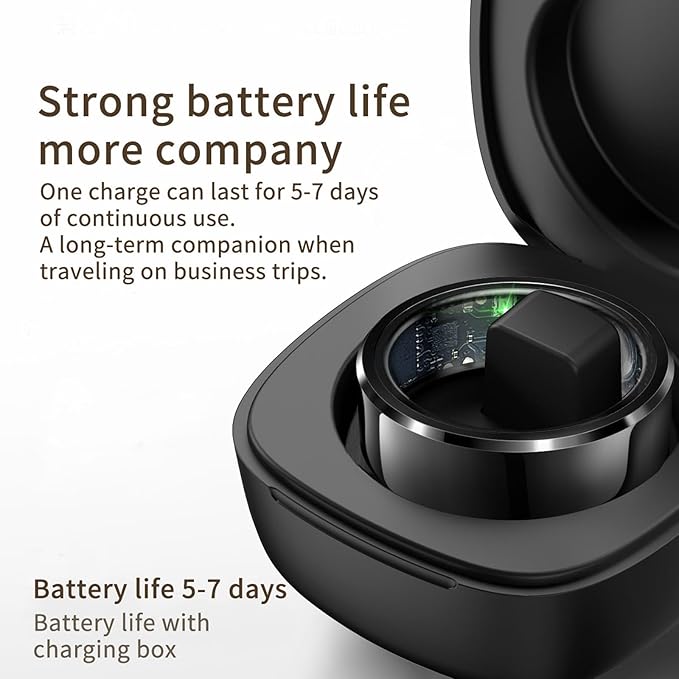 Smart Ring Heart Rate Monitor Blood Pressure Ring Sleep Tracker Health Rings Pedometer Step Counter Calories Waterproof Fitness Rings for Women Men