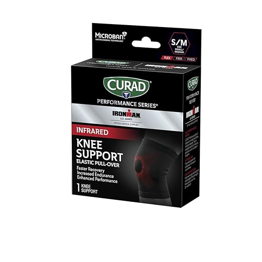 CURAD Performance Series IRONMAN Infrared Knee Support, Elastic Knee Sleeve for Pain Management, Compression Support for Enhanced Recovery and Performance, Powered by CELLIANT Technology, Small/Medium