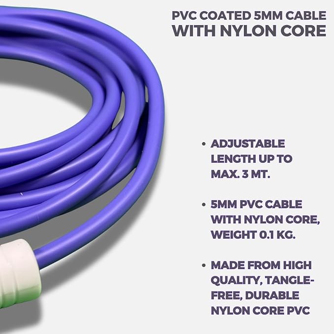 Professional Speed Rope - 3m Adjustable Skipping rope, 5mm PVC with Nylon Core for Cardio, Double Unders & Crossfit - Durable Jump Rope Used for Indoor/Outdoor Training.