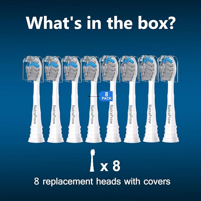 Replacement Brush Heads Compatible with Philips Sonicare Electric Toothbrush, Charcoal/Blue 8 Count Refills
