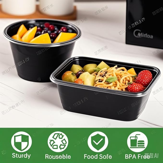 100pc 24 Oz Meal Prep Containers disposable, Plastic Food Take Out Containers With Lid, Take Out Containers Disposable, Reusable food storage containers,Microwave Freezer Dishwasher Safe